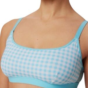 PARADE Women's Re:Play Scoop Wireless Blue White Gingham Bralette Sz M NWT